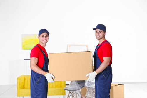 Reliable man and van team handling furniture carefully