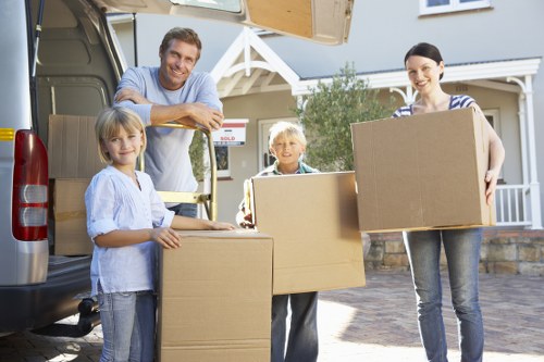 Preparation for a local move with boxes and furniture ready to load