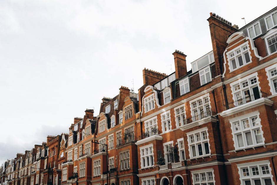 A row of Victorian terraced houses with ornate bay windows and detailed stonework on a residential street, showcasing a typical entrance with front gardens and greenery, under a clear blue sky. In the foreground, part of a white van is visible, likely used by Harringay Man and Van during a home relocation or furniture transport service. The scene suggests a house removal process, with the van parked close to the property, ready for loading or unloading. The image captures the exterior environment including nearby trees and pavement, emphasizing the urban setting for professional moving and packing activities.